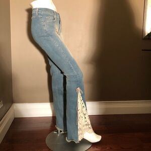 Arden B Flare Jeans W/ Crochet bottoms